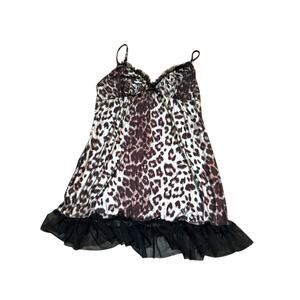 Y2K Flora Leopard Slip Dress M Tulle Hem Lingeriecore Festival Look